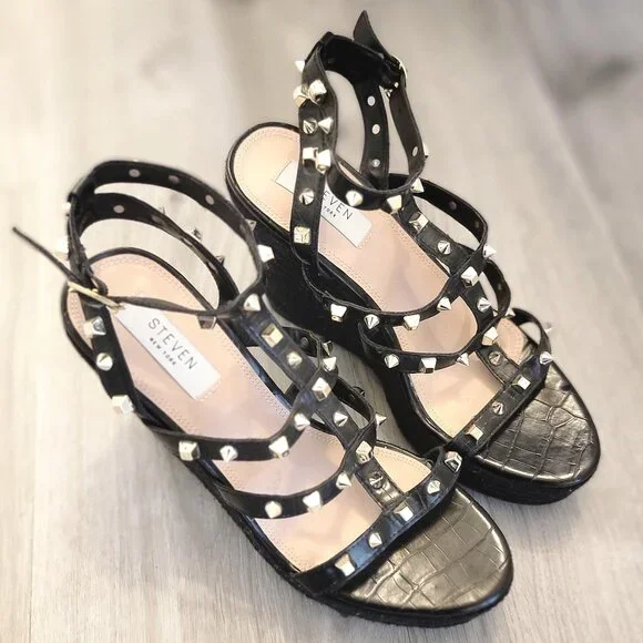 Steven by Steven Madden NWT Scoutt caged croc gladiator espadrilles - Picture 5 of 11